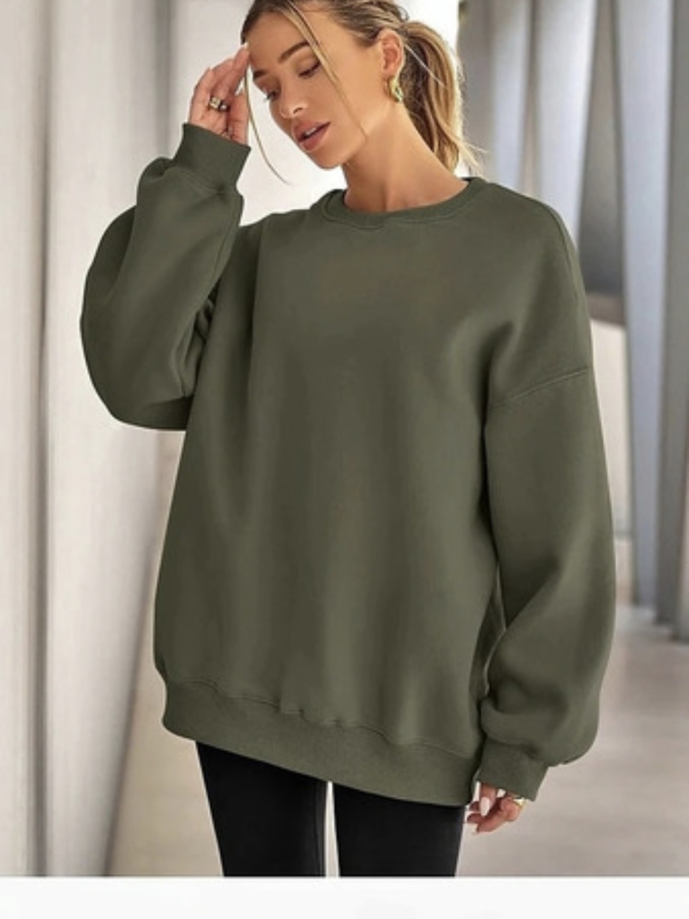 Green Oversized Crewneck Sweatshirt | NWOT